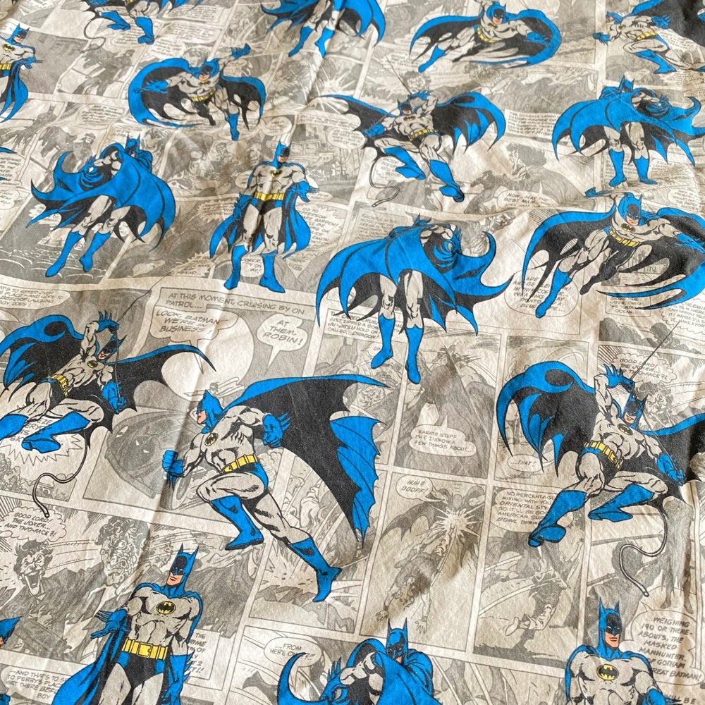Pottery Barn Kids Batman Comic Strip Fitted Sheet Full 2 pc Organic Cotton Blue